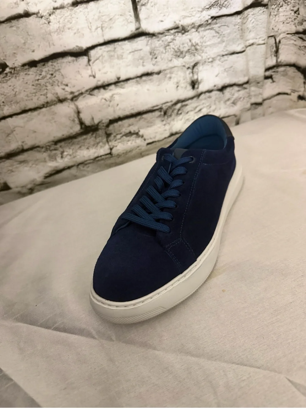 Italian Men's Navy Suede Low-Top Sneakers - G Brown